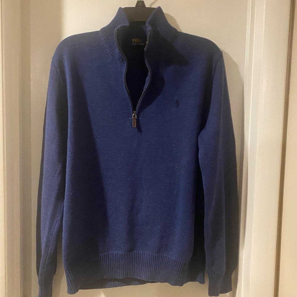 Men’s polo quarter zip sweater, size M